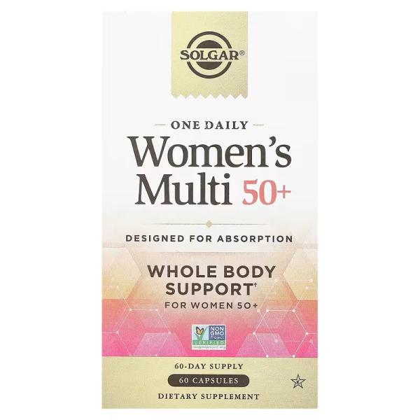 Мультивитамины для женщин, старше 50 лет, One Daily Women's Multi 50-plus, Solgar, 60 капсул - Фото 1