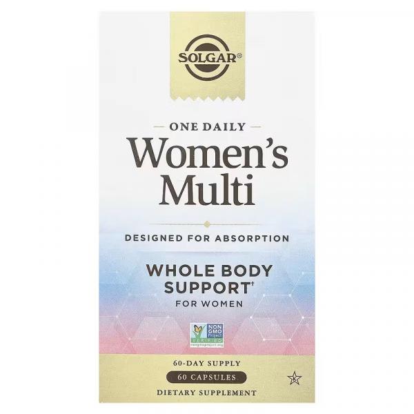 Mультивітаміни для жінок, One Daily Women's Multi, Solgar, 60 капсул - Фото 1