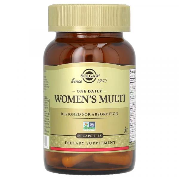Mультивітаміни для жінок, One Daily Women's Multi, Solgar, 60 капсул - Фото 3