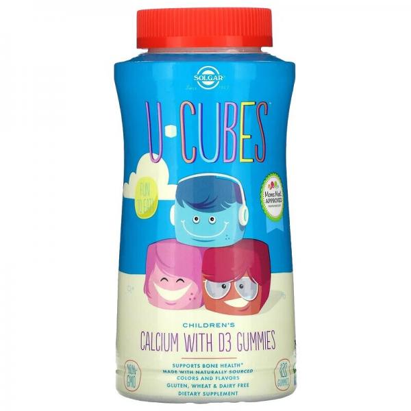 Кальций с D3 для Детей, U-Cubes, Children's Calcium With D3, Solgar, 120 жевательных конфет - Фото 1