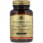 Витамин Д3, Vitamin D3, Solgar, 5000 МЕ, 100 капсул - Фото миниатюра 1