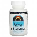 Ацетил-L-карнитин, Acetyl-L-Carnitine, Source Naturals, 500 мг, 60 таблеток - Фото миниатюра 1