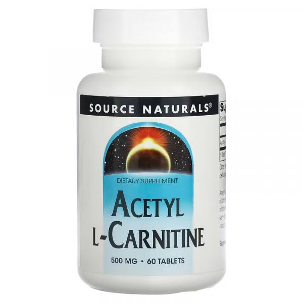 Ацетил-L-карнитин, Acetyl-L-Carnitine, Source Naturals, 500 мг, 60 таблеток - Фото 1