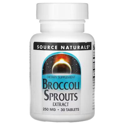 Экстракт ростков брокколи, Broccoli Sprouts Extract, Source Naturals, 500 мг, 30 таблеток (250 мг в 1 таблетке)