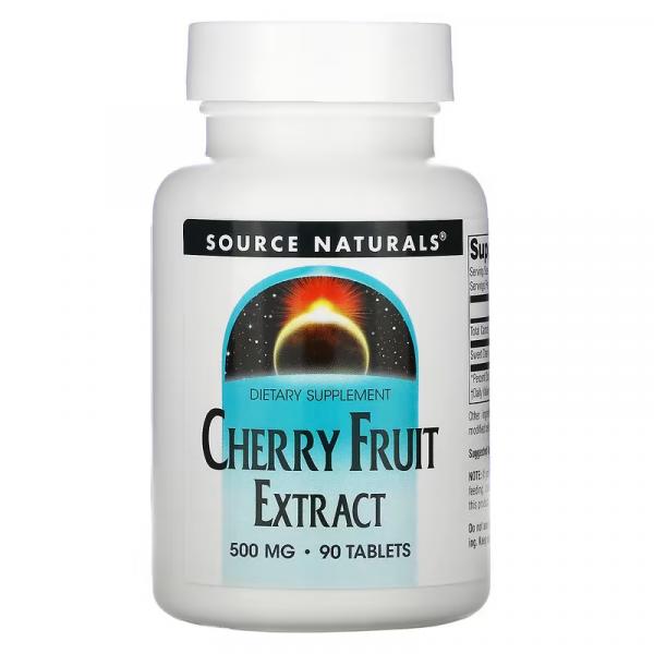 Экстракт плодов вишни, Cherry Fruit Extract, Source Naturals, 500 мг, 90 таблеток - Фото 1