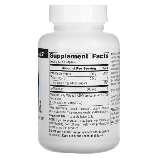 D-манноза, D-Mannose, Source Naturals, 500 мг, 60 капсул - Фото 2