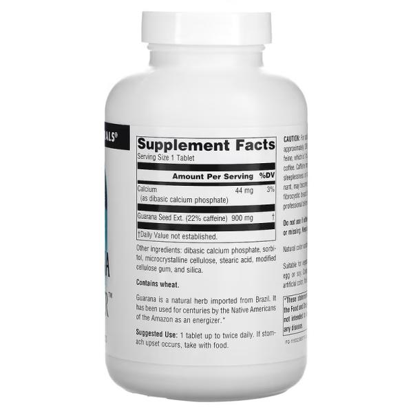 Энергетик с гуараной, Guarana Energizer, Source Naturals, 900 мг, 200 таблеток - Фото 2