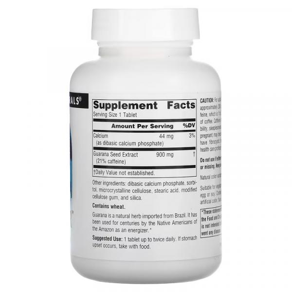 Энергетик с гуараной, Guarana Energizer, Source Naturals, 900 мг, 60 таблеток - Фото 2