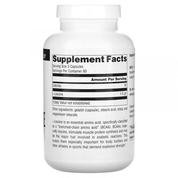 L-лейцин, L-Leucine, Source Naturals, 500 мг, 240 капсул - Фото 2