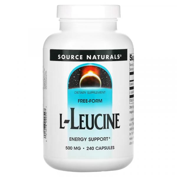 L-лейцин, L-Leucine, Source Naturals, 500 мг, 240 капсул - Фото 1