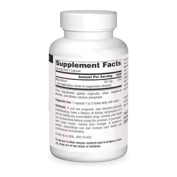 Цитрат магния, Magnesium Citrate, Source Naturals, 90 капсул - Фото 2