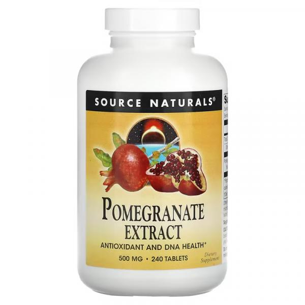 Экстракт граната, Pomegranate Extract, Source Naturals, 500 мг, 240 таблеток - Фото 1