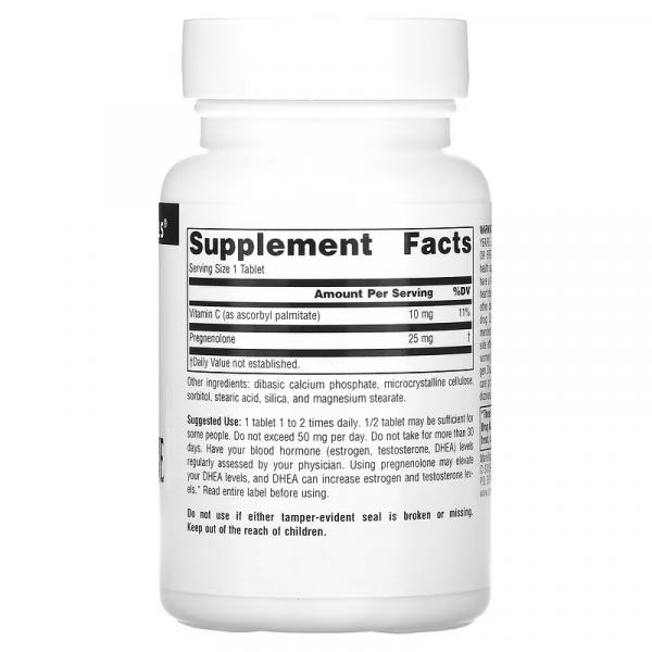 Прегненолон, Pregnenolone, Source Naturals, 25 мг, 120 таблеток - Фото 2