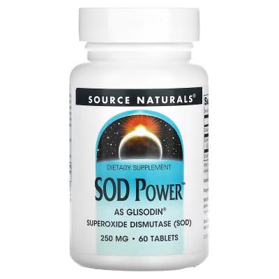 Порошок СОД, SOD Power, Source Naturals, 250 мг, 60 таблеток