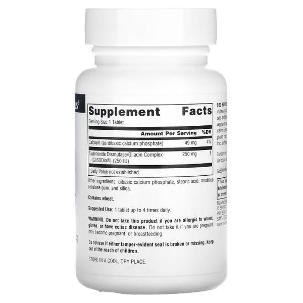 Порошок СОД, SOD Power, Source Naturals, 250 мг, 60 таблеток - Фото 2