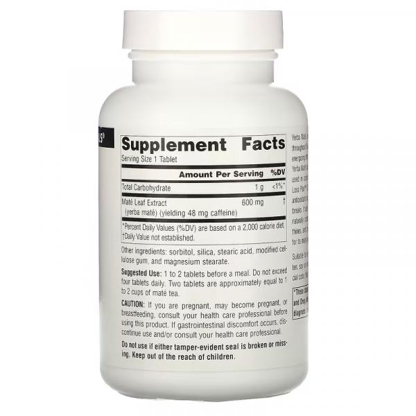 Парагвайский чай (матэ), Yerba Mate, Source Naturals, 600 мг, 90 таблеток - Фото 2