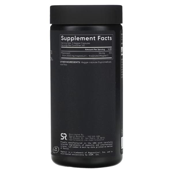 Магтеин, MAG LT, Sports Research, 180 растительных капсул - Фото 2