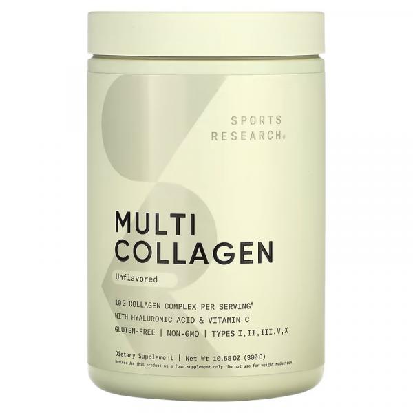 Мультиколагеновий комплекс, з нейтральним смаком, Multi Collagen Unflavored, Sports Research, 302 г - Фото 1