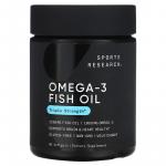 Рыбий жир с омега-3, тройная эффективность, Оmega-3 Fish Oil Triple Strength, Sports Research, 1250 мг, 60 капсул - Фото миниатюра 1
