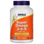 Супер омега 3 6 9, Super Omega 3-6-9, Now Foods, 1200 мг, 180 капсул - Фото миниатюра 1