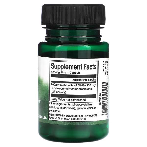 7-кето-ДГЭА, 7-keto DHEA, Swanson, 100 мг, 30 капсул - Фото 2