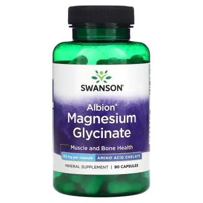 Глицинат магния, Albion Magnesium Glycinate, Swanson, 133 мг, 90 капсул
