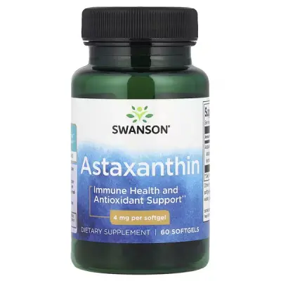 Астаксантин, Astaxanthin, Swanson, 4 мг, 60 мягких капсул