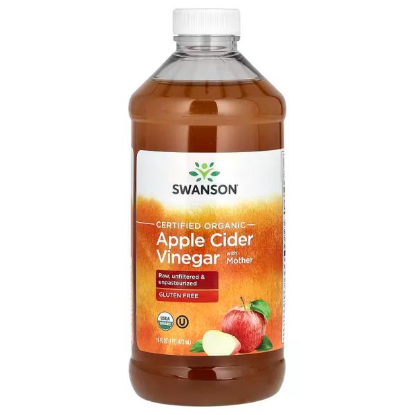 Сертифицированный органический яблочный уксус с матерью, Certified Organic Apple Cider Vinegar with Mother, Swanson, 473 мл - Фото 1