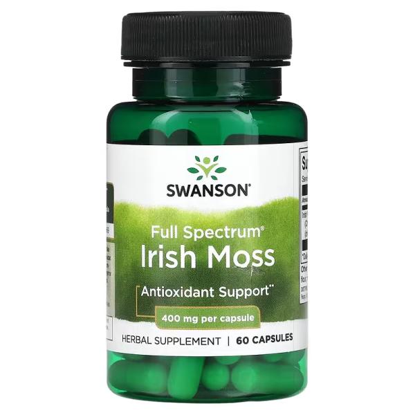 Ирландский мох полного спектра, Full Spectrum Irish Moss, Swanson, 400 мг, 60 капсул - Фото 1