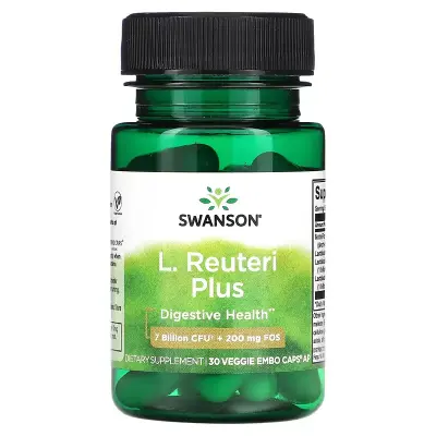 Лактобактерии реутери (ацидофильные лактобактерии), L. Reuteri Plus, Swanson, 30 вегетарианских капсул с ЭМБО