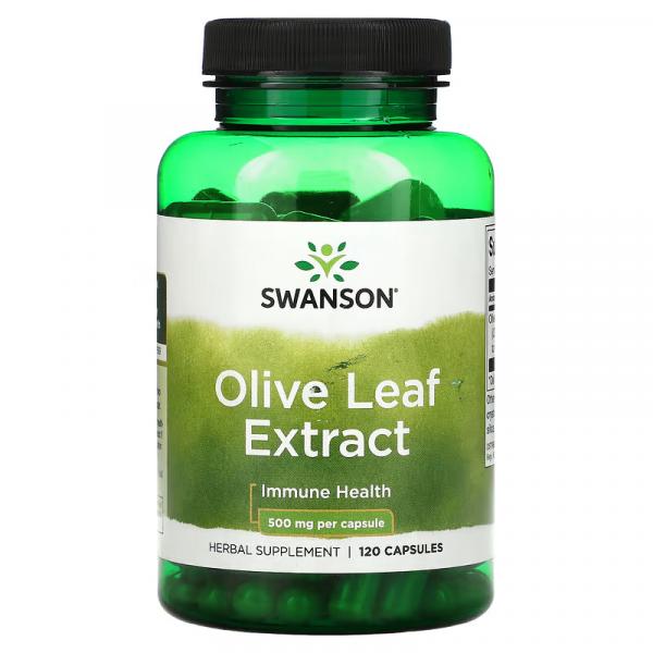 Экстракт оливковых листьев, Olive Leaf Extract, Swanson, 500 мг, 120 капсул - Фото 1