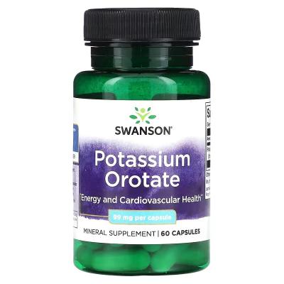 Оротат калия, Potassium Orotate, Swanson, 99 мг, 60 капсул