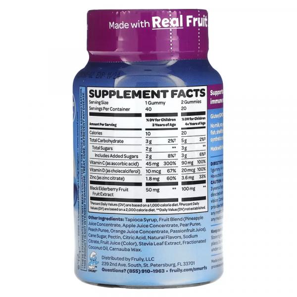 Жевательная добавка для укрепления иммунитета, для детей от 3 лет, ягодный вкус, Immune Defense Ages 3 Smurf Berry, The Smurfs, 40 жевательных конфет - Фото 2