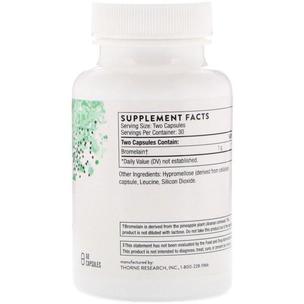 Бромелайн MF, M.F. Bromelain, Thorne Research, 60 Капсул - Фото 2