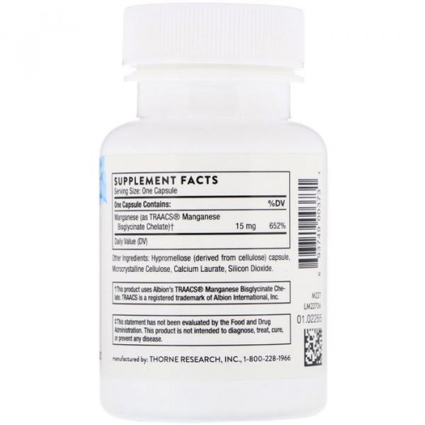 Марганец, Manganese Bisglycinate, Thorne Research, 60 капсул  - Фото 2