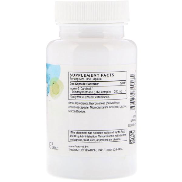 Индол 3 Карбинол, Indole-3-Carbinol, Thorne Research, 200 мг, 60 капсул  - Фото 2
