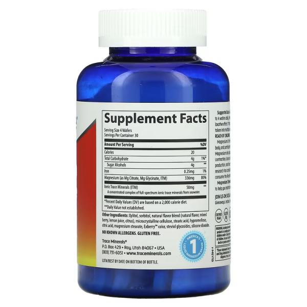 Жевательные таблетки с магнием, малина и лимон, Magnesium Chewable Raspberry Lemon, Trace Minerals ®, 120 жевательных таблеток - Фото 2