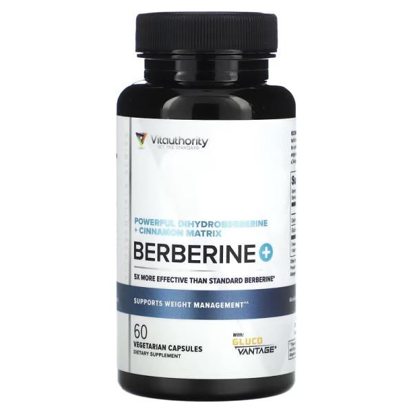 Берберин с дигидроберберином и цейлонской корицей, Berberine Plus with Dihydroberberine and Ceylon Cinnamon, Vitauthority, 60 вегетарианских капсул - Фото 1