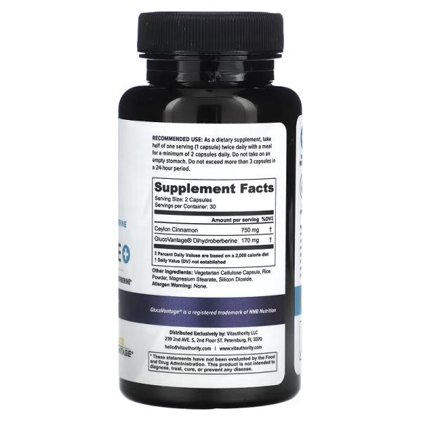 Берберин с дигидроберберином и цейлонской корицей, Berberine Plus with Dihydroberberine and Ceylon Cinnamon, Vitauthority, 60 вегетарианских капсул - Фото 2