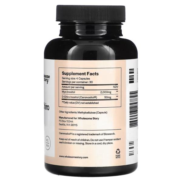 Мио и D-хиро инозитол, Myo & D-Chiro Inositol, Wholesome Story, 120 вегетарианских капсул - Фото 2