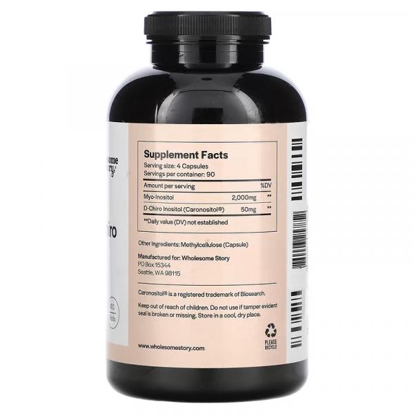 Мио и D-хиро инозитол, Myo & D-Chiro Inositol, Wholesome Story, 360 вегетарианских капсул - Фото 2
