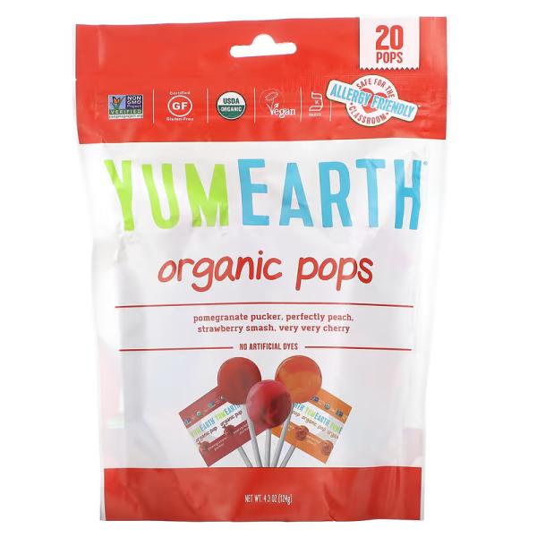 Органические леденцы, любимое ассорти, Organic Pops Favorites, YumEarth, 20 леденцов, 119,1 г - Фото 1