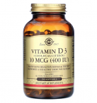 Витамин D3 (холекальциферол), Vitamin D3, Solgar, 10 мкг (400 МЕ), 250 капсул  - Фото миниатюра 1